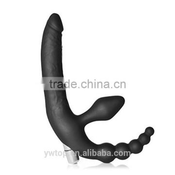 Food-grade Silicone Anal Vibrator Lesbian Sex Beads Anal Plug with Removable Bullet Vibrator