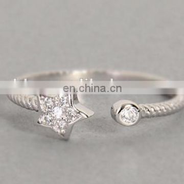 925 sterling silver crystal star finger ring