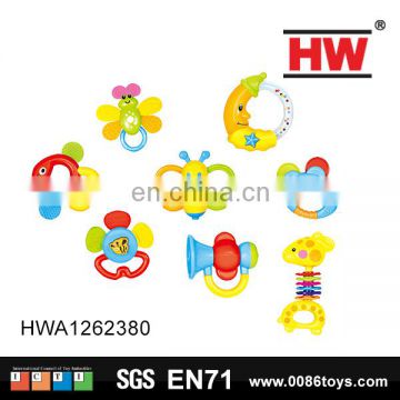 Infant toys plasitc baby rattle for wholesales 8pcs