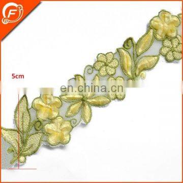 nice yellow color flower pattern braid tape for garment