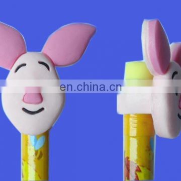 cute pig character custom pig shape animal rubber pvc pencil charm