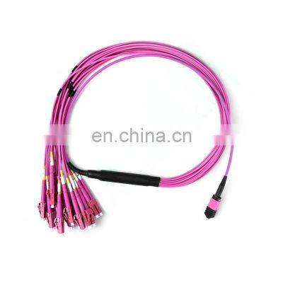 15meters 24 Cores MPO to LC Male OM4 Fan Out Fiber kabel serat patch Optic Patch cord mpo mtp patch cord