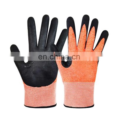 A5 Cut Resistant Gloves Foam Nitrile on Palm with Reinforced on Thumb Crotch