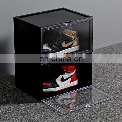 Wholesale Custom Assemble Plastic Big Size Super Strong Sneaker Side Open Door Clear Display Shoe Storage Box