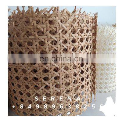 Natural Dark color High quality  rattan 1/2 open hexagon cane webbing roll for making chair and furniture Serena +84989638256