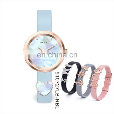 Luxury Steel Case Ladies Stylish Waterproof Wrist Watch Bracelet Custom MOP Dial Original Quartz Watch Women Leather Watch Strap