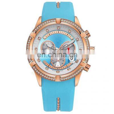 Water resistant stainless steel bezel blue silicone straps female luxury ladies watch women brand