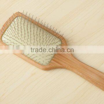 2015 new style cushion bamboo hair brush with steel pins