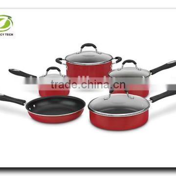 Cookware Type and Stocked Nonstick Aluminum Bakelite Handle Cookware Set with Tempered Glass Lid