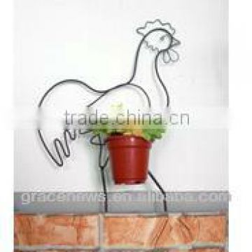 Rooster Shaped Flowerpot Holder With Stake