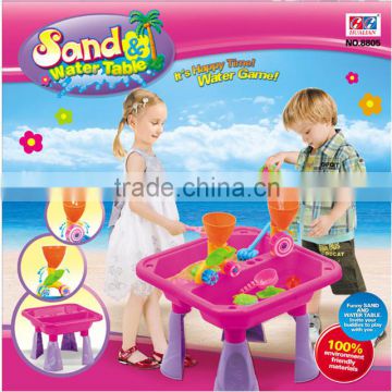 2015 Hualian Toy Factory Main Product Sand & Water Table In Pink For Girls With 15 pcs of Accessories Plastic Toy Set