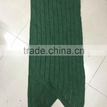 Stock Item green long knitted irregular shaped scarf