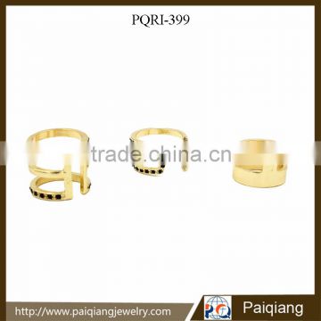 Wholesale fashion gold plated rhinestone hollow geometry finger ring