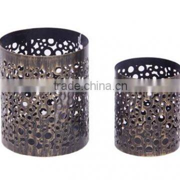 Decorative Metal Hurricane Candle Holder Set of Two