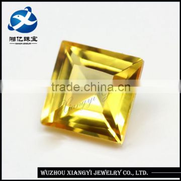 top grade square shape step cut yellow synthetic corundum gemstone