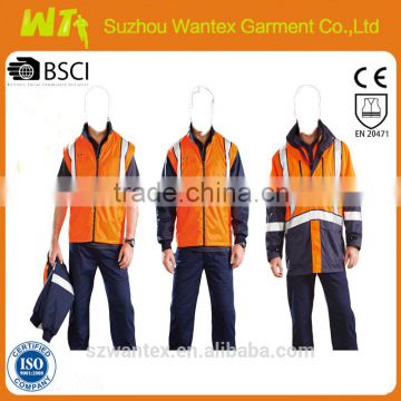 hot sale bulk 7 in 1 100% polyester waterproof refelctive safety working jacket parka for men