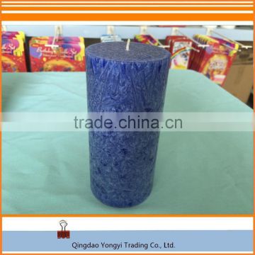 Blue Marble Finish Pillar Candle/Cheap Unscent Pillar Candles