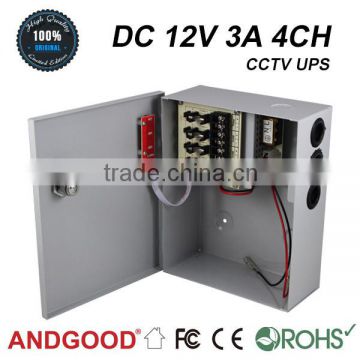 Surveillance Camera Power Supply Box, 12 VDC 3 A 4CH with back up