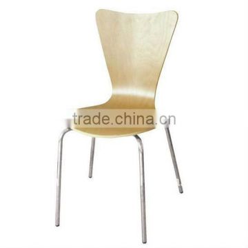 Modern wooden dining chair with steel feet