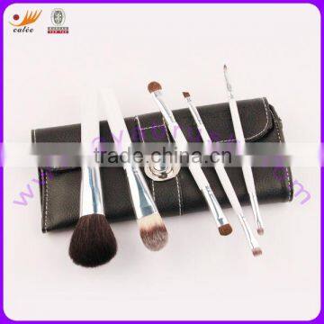 5pcs White Mini Gift Makeup Brush Kit with Black Pouch