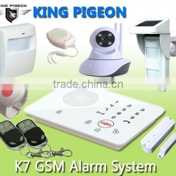 Quad-band Smart mobile Wireless Alarma sin hilos with Wireless/ Wired Alarm Zone for home,office and factory K7