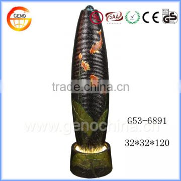 Missile shape resin crafts home decoration water fountain with Gold carp goldfish picture