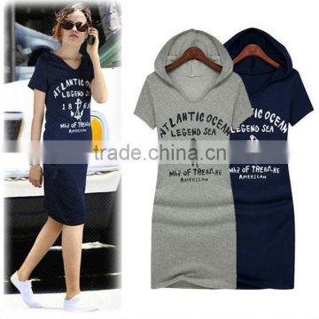 Onen Trade assurance Casual Elegant Woman Girl Cotton Slim Dress Short Sleeve hoodie dress 3064 outlet fash