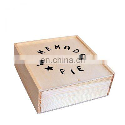 Wholesale simple useful cheese and cake wooden pie storage box with lid