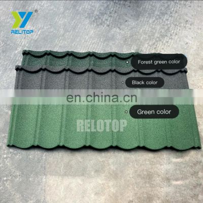 Relitop Green color Aluminium Zinc Stone Chip Coated metal roofing Roof Tiles for Indonesia