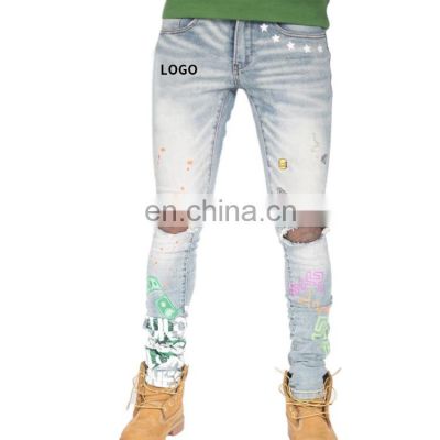 2021 YIHAO Denim OEM/ODM New Style Jeans  Mens Jeans Digital Printed Denim Jeans