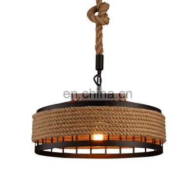 Stylish Hanging Lamp Vintage Hemp Rope Pendant Ceiling Lamp For Decoration modern design metal pendant light