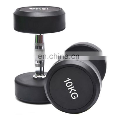 Custom logo Home Use Fitness Gym Equipment Rubber Iron 2.5-30kg Black Round dumbbell Set