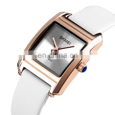 Fashion luxury Skmei 1432 lady watch leather strip japan movt stainless steel bezel women quartz wristwatches