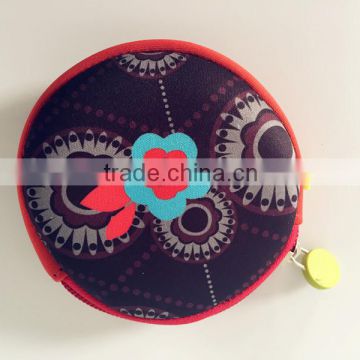 Neoprene fabric colorful customized coin purses mini neoprene ladies handbags coin pouch