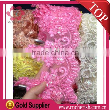 Lovely gile lace chemical embroidery fabric water soluable embroidery lace for wedding dress 10 colors available