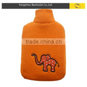 high quality cheap fleece orange elephant hot water bottle cover