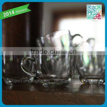 Drinking Tea Glass Mug Machine Made Small Size Tea Glassware Cheap Price Handle Gift Tea Glass Cup