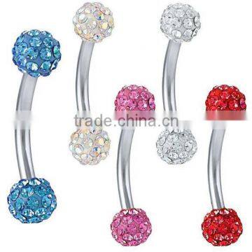 Wholesale Colorful Full-jewelled Stainless Steel Eyebrow Rings Body Piercing Jewelry