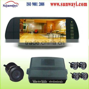Visual rearview mirror with parking sensor