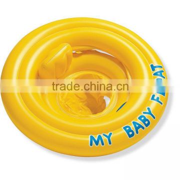 yellow vivid color round inflatable ride on pool toy swimming ring for baby trainer