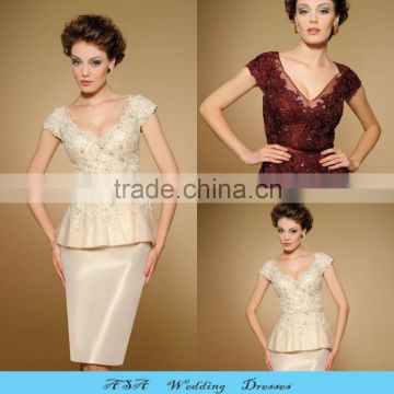 Plus Size Sexy Beaded Groom Mother Dresses Knee Length Champagne Lace Mother of the Bride Short Dresses Suits 2015(MM21)                        
                                                Quality Choice