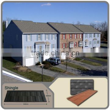 high quality sand stone coated metal roof tiles for Villa &Commercial/low cost residential metal roofing with color stone coated
