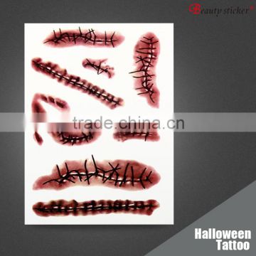eco-friendly horror full face tattoo For bar Costume Party Dress Halloween tattoo sticker