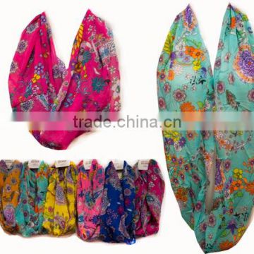 Wholesale Paisley Flower Printed Bright Color Infinity Scarves Scarf