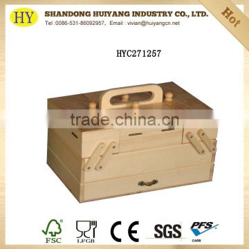 Custom pine wood sewing box