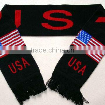 world cup 100% acrylic jacquard knitted football scarf