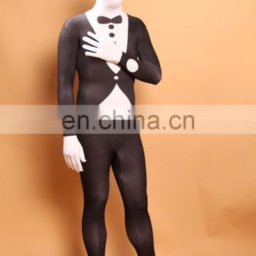 Black & White Slender Man Spandex Lycra Bodysuit Zentai Suits Halloween Fancy Dress