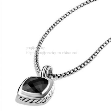 Sterling Silver Jewelry 14mm Albion Pendant with Black Onyx(P-012)