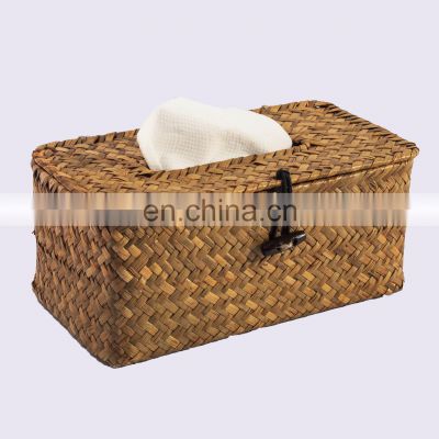 HBK Farmhouse handmade natural woven Seagrass Tissue Box Cover for Decoration and bedroom