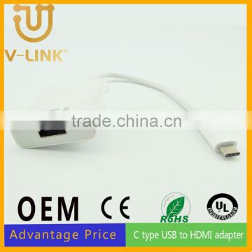 Manufactory price c type usb 3.0 to VGA line with high speed data transmission